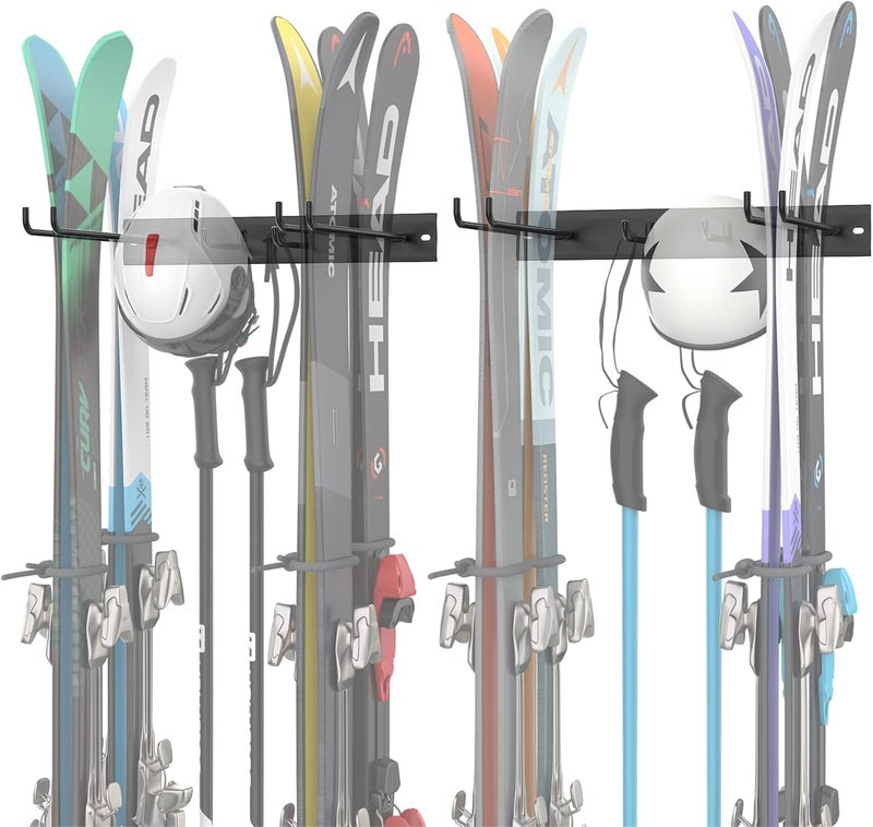 WALMANN Garage Ski Rack, Indoor Ski Hangers for Garage Ski Storage Wall Mounted Ski Holder Holds Up to 8 Pairs of Skis - Image 1